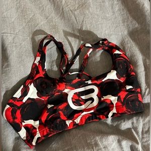 Cyclebar XS rose print sports bra